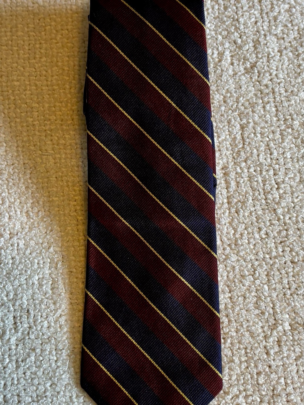 Polo by Ralph Lauren Men's Burgundy Navy Yellow Striped Silk Tie Woven